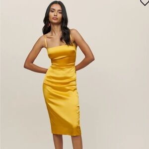Reformation Oaklie Silk Dress Turmeric - Size 4
